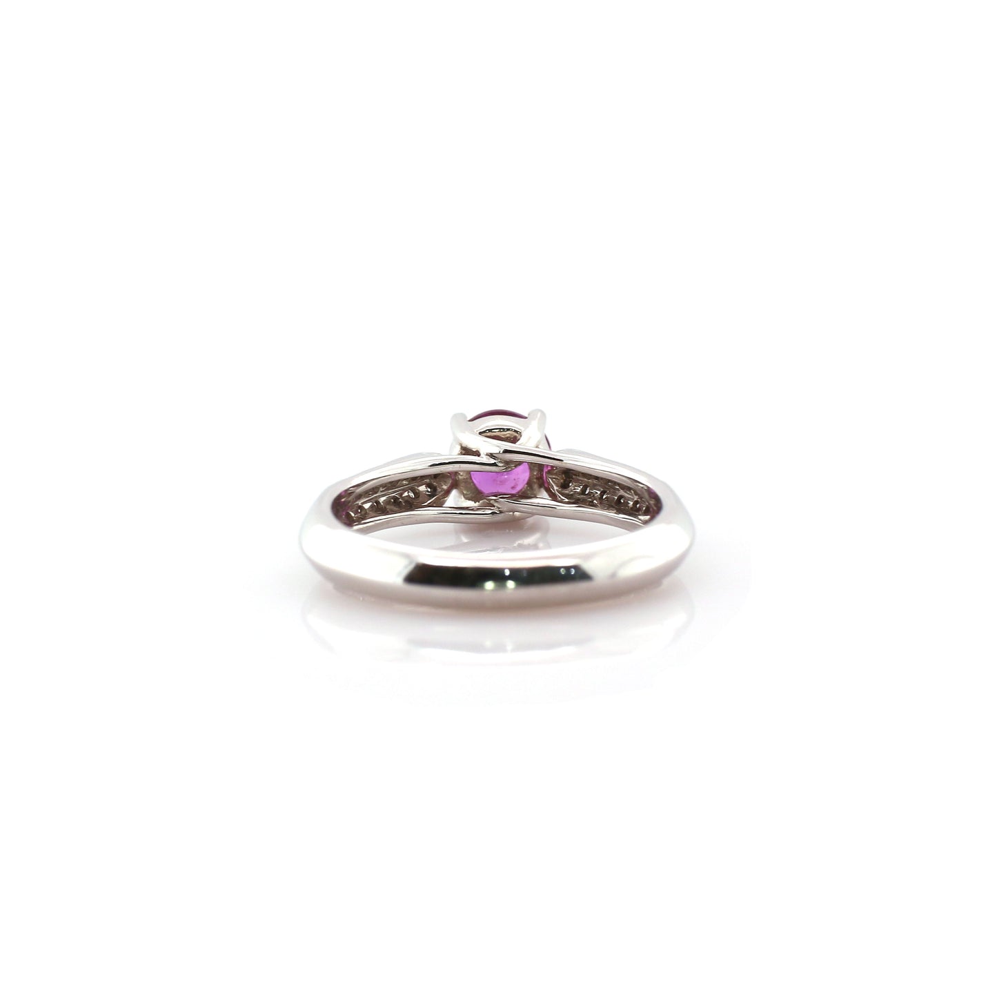 Vintage Style Hot Pink Sapphire and Diamond Engagement Ring in 18K White Gold