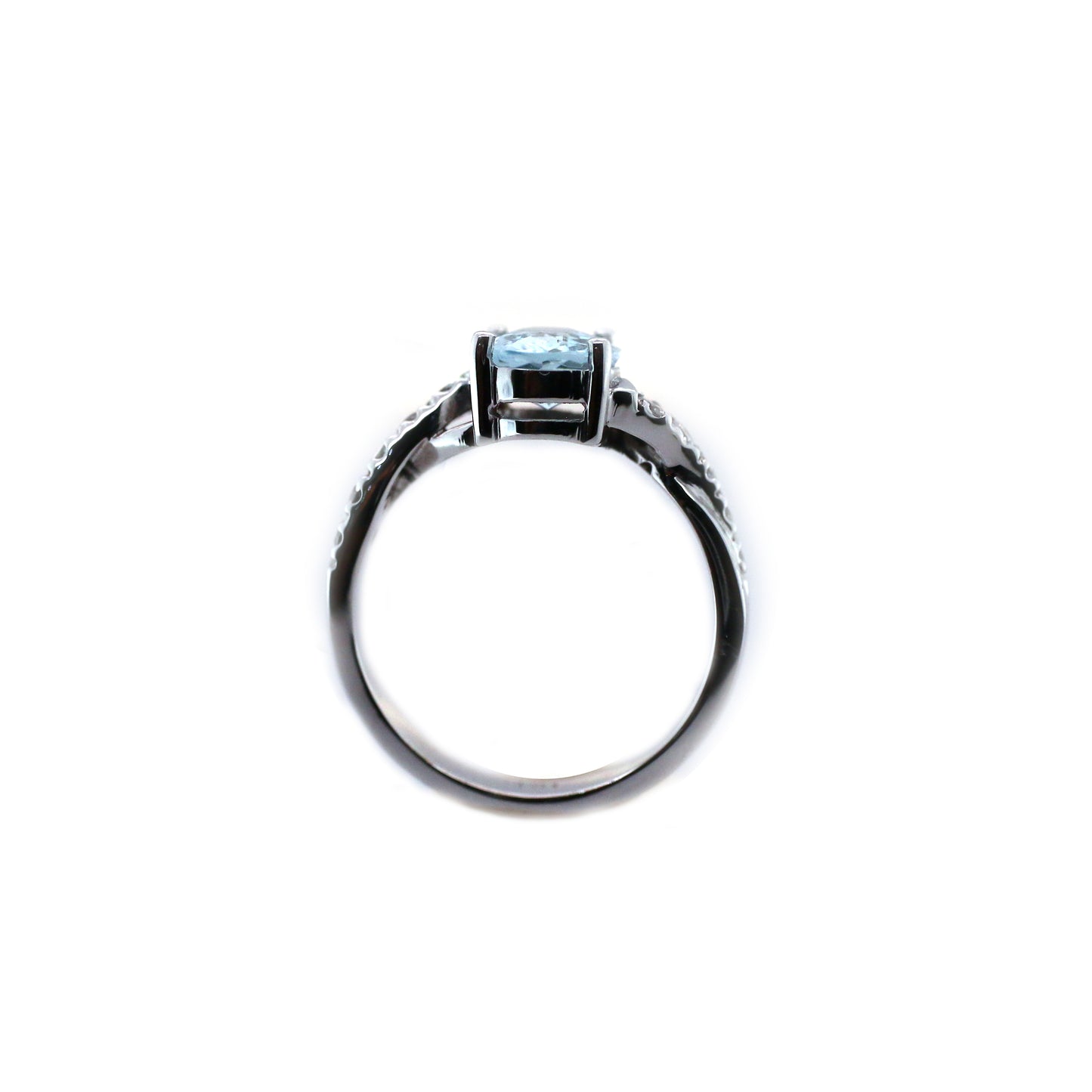 18K White Gold Aquamarine and Diamond Engagement Ring