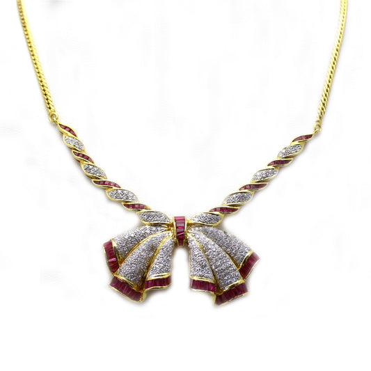 diamond and ruby earrings in 18K yellow gold