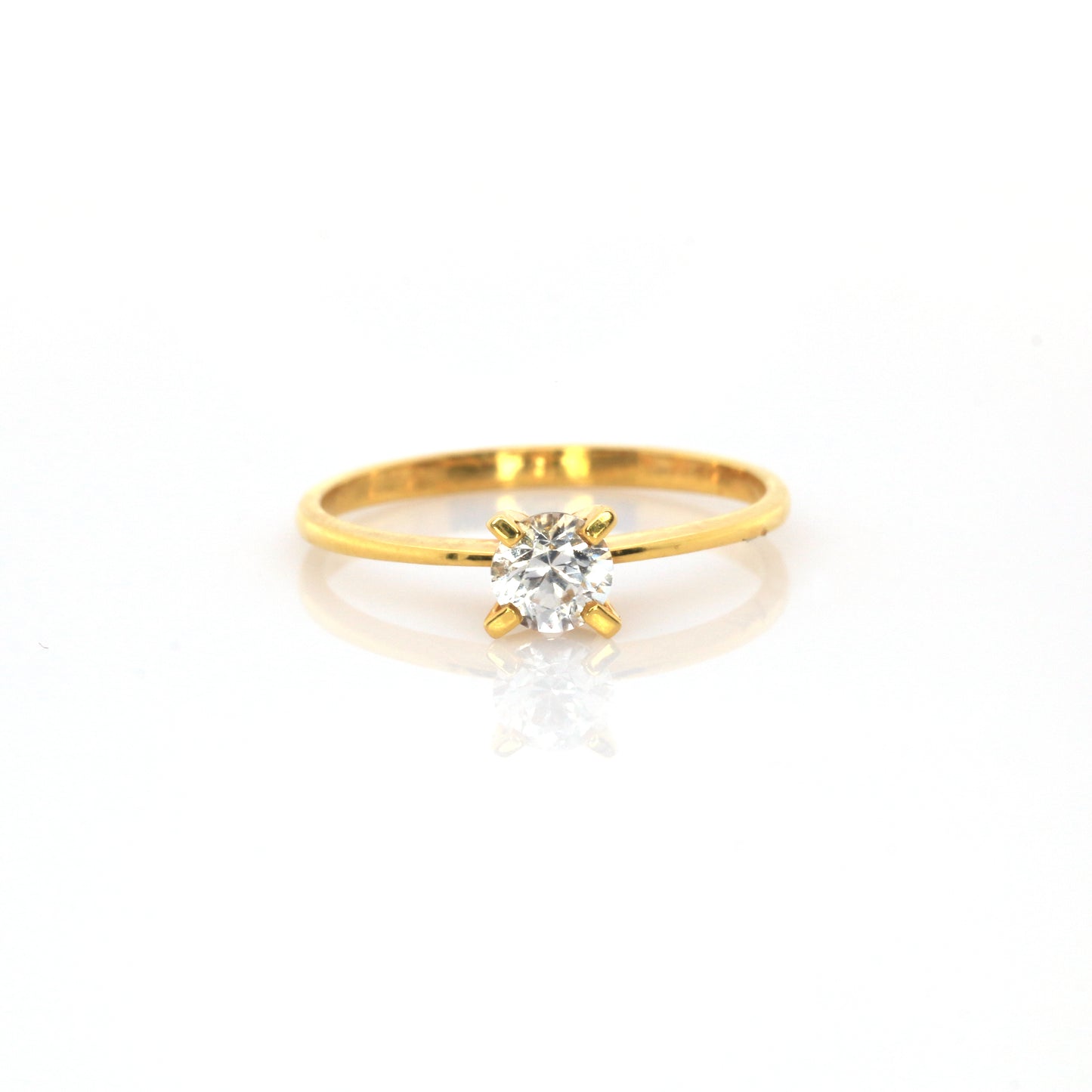 Single Solitaire Ring with White Sapphire - 1.494gm