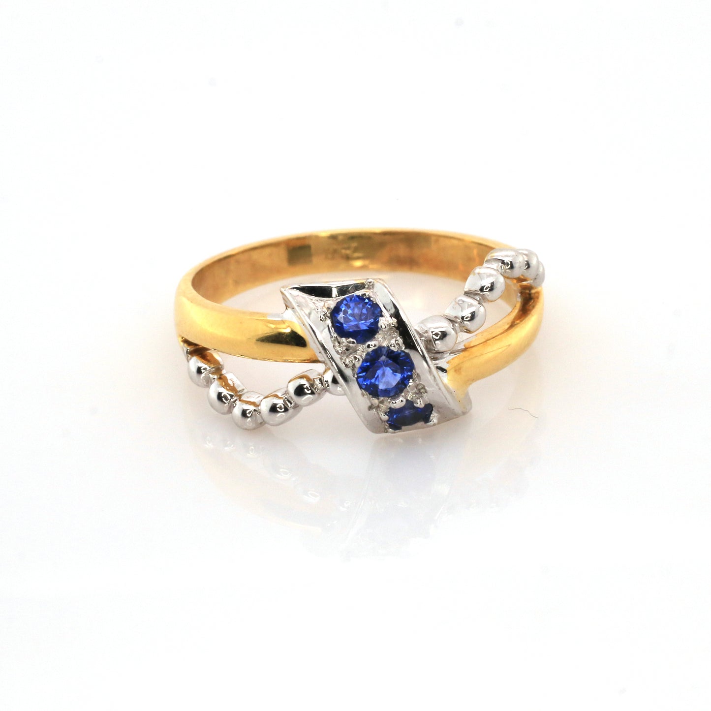 Blue Sapphire & White Sapphire Party Ring - 4.54g