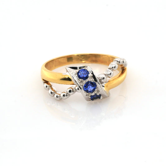 Blue Sapphire & White Sapphire Party Ring - 4.54g