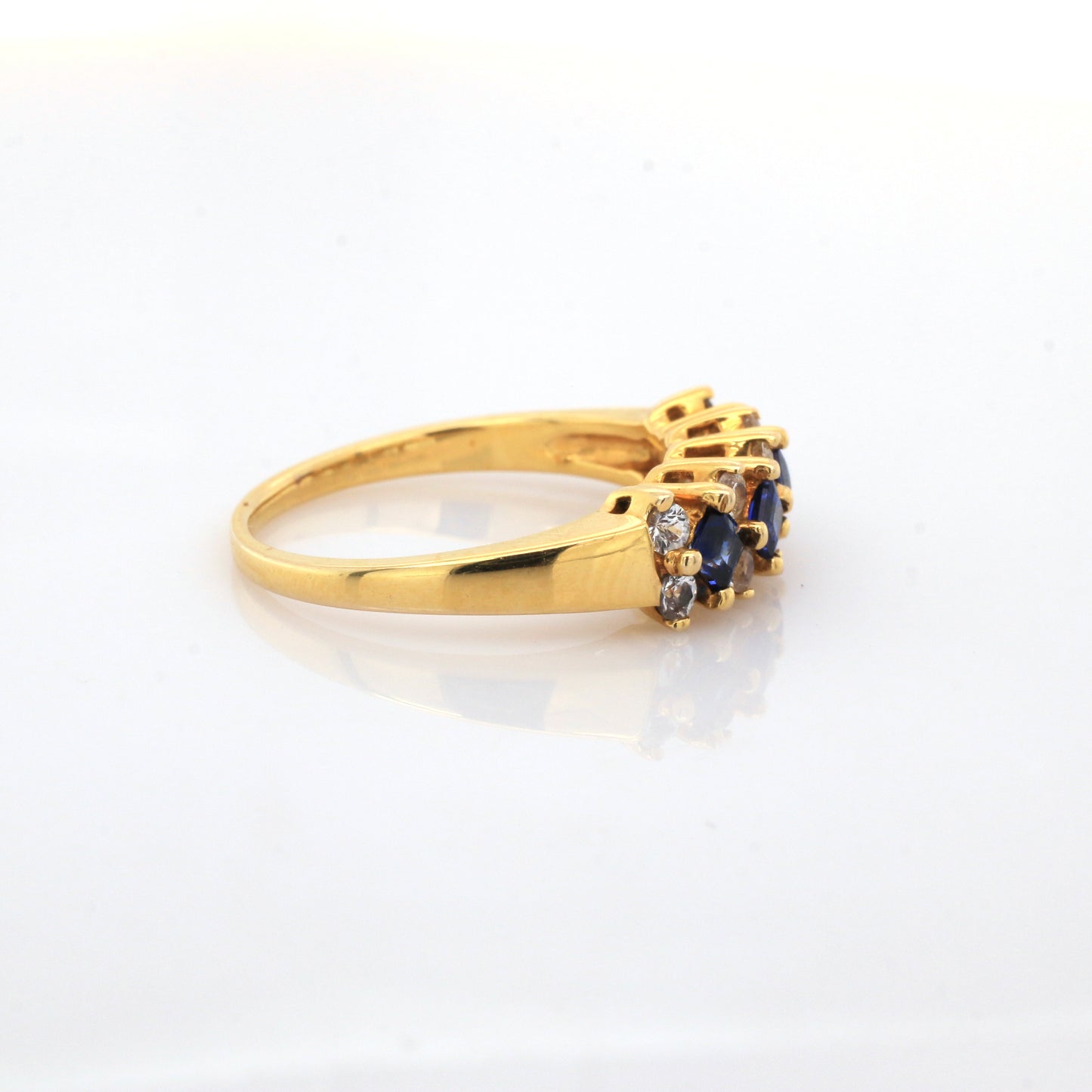 Blue Sapphire & White Sapphire Party Ring - 3.47gm