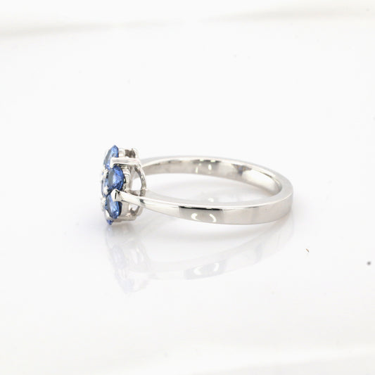 Blue sapphire ring in 18K white gold