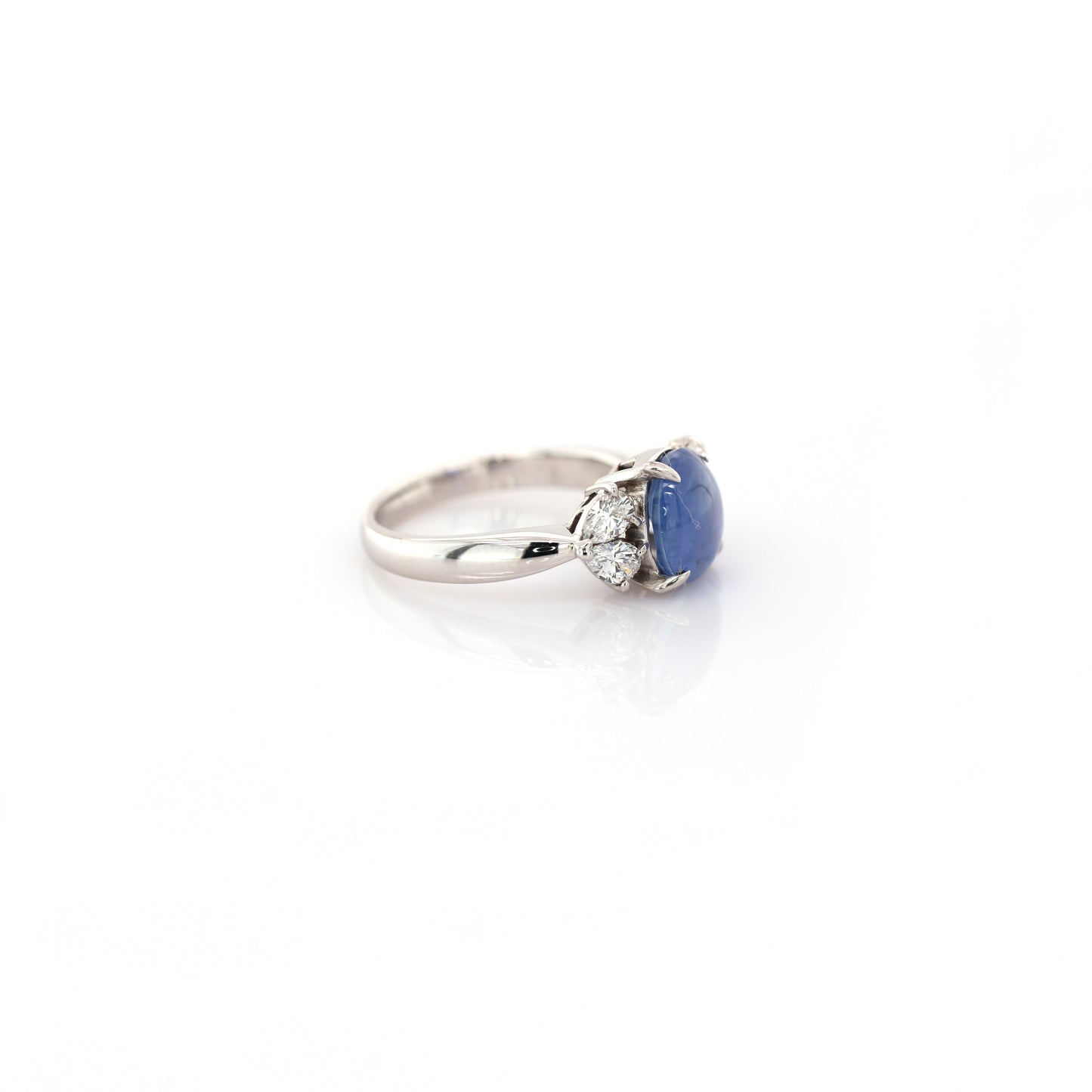 Blue Star Sapphire & Diamond Ring -950 Platinum 7.02gm