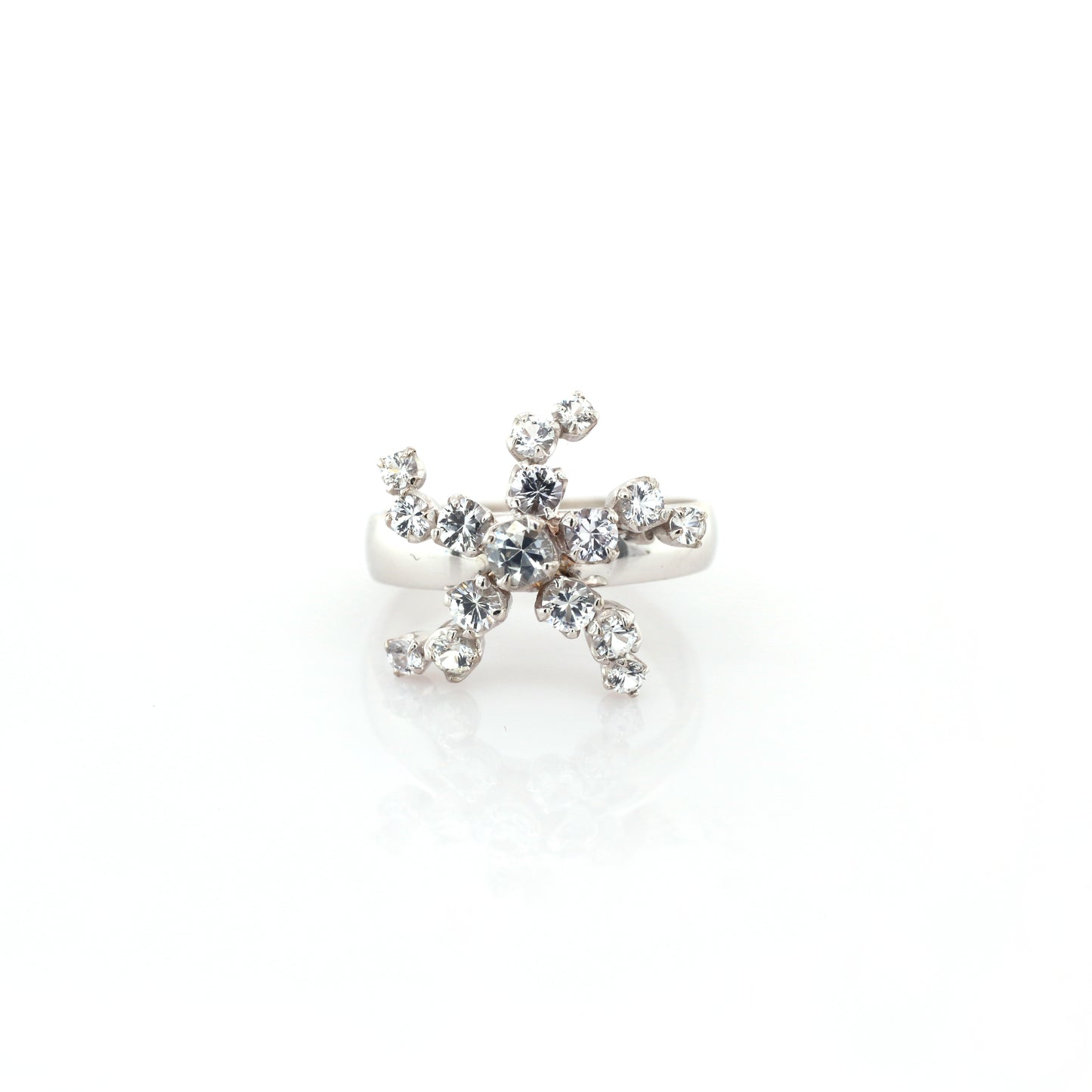 White Sapphire Engagement Ring 18k White Gold