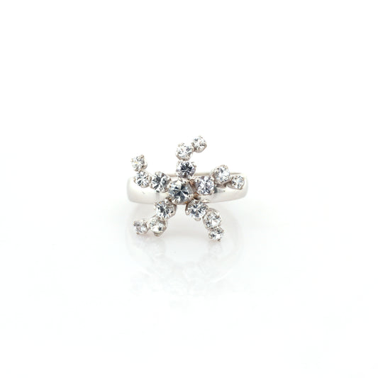 White Sapphire Engagement Ring 18k White Gold