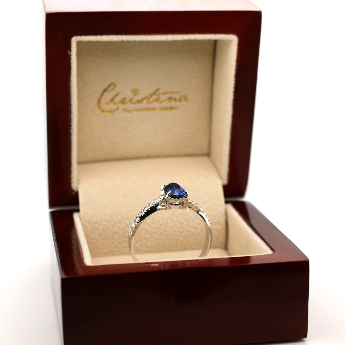 Royal Blue Sapphire & Diamond Platinum Engagement Ring 4.10 gm