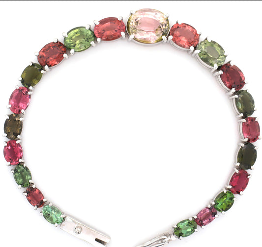 Multicolor Tourmaline Bracelet - 18K White Gold