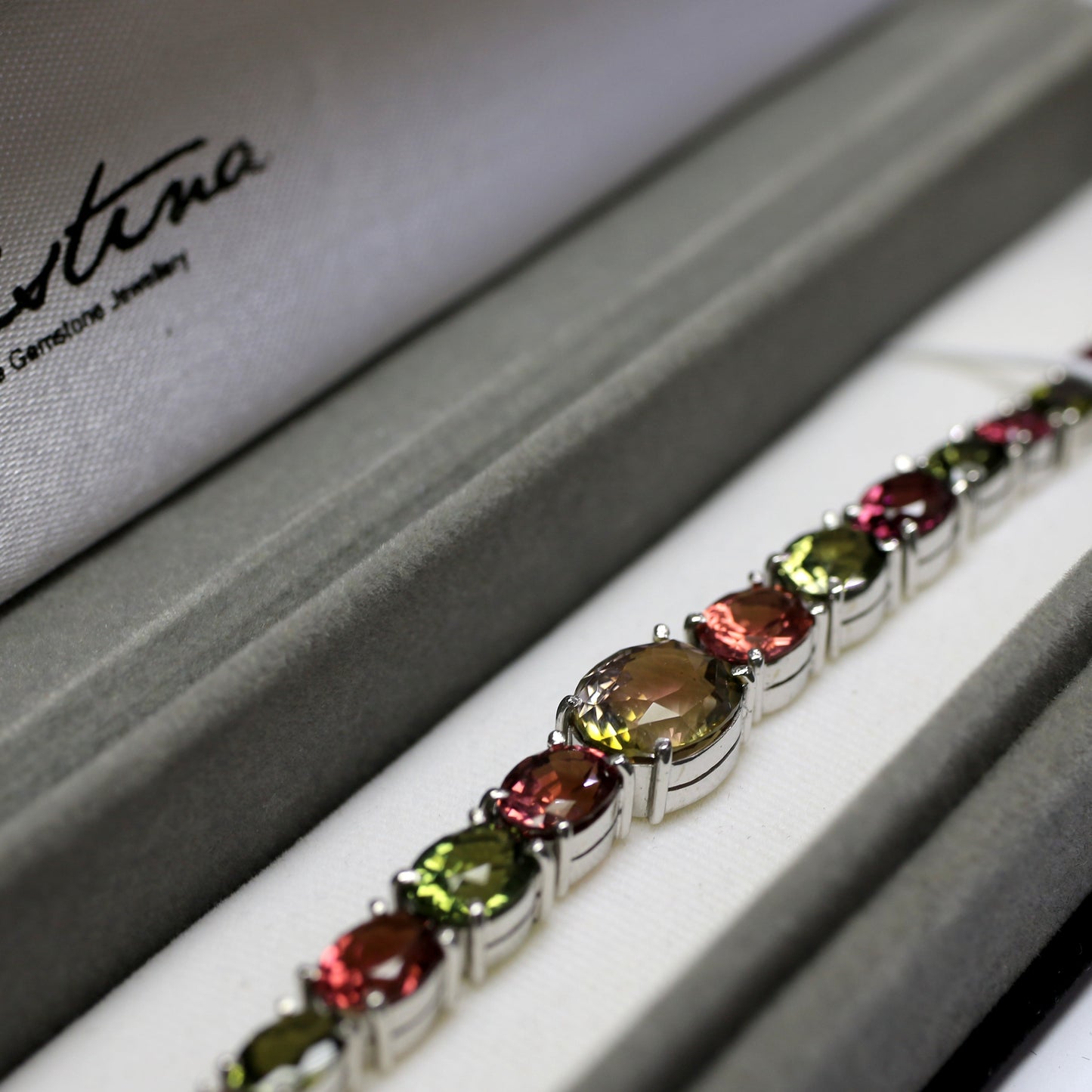 Multicolor Tourmaline Bracelet - 18K White Gold