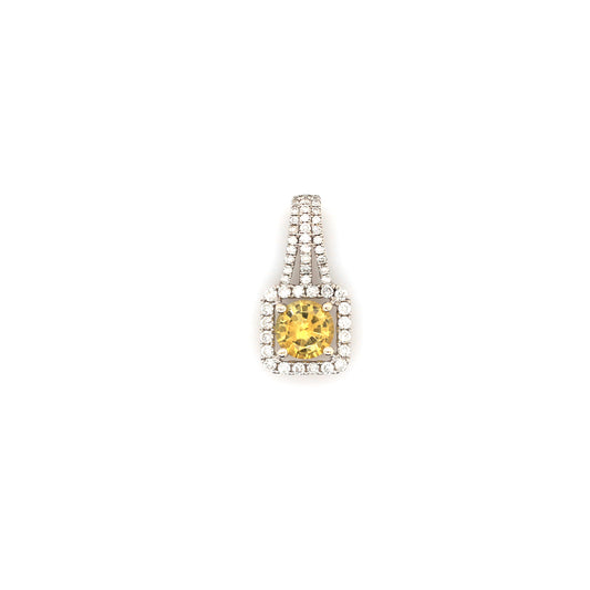 Yellow Sapphire Pendent - 18K White Gold 1.40 g