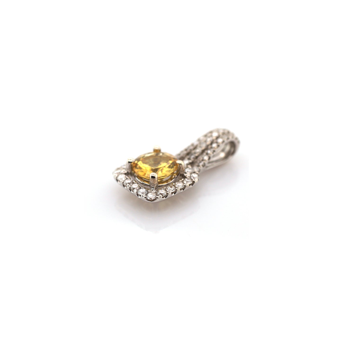Yellow Sapphire Pendent - 18K White Gold 1.40 g