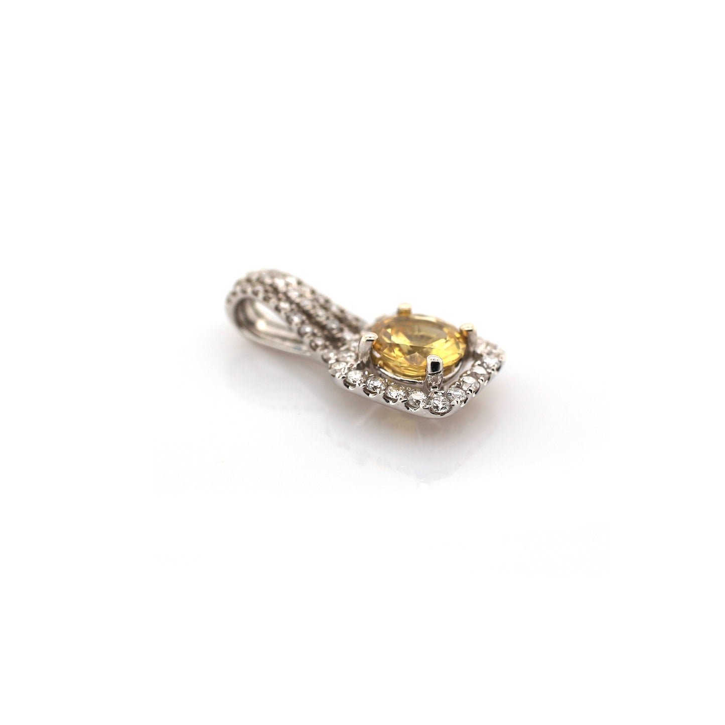 Yellow Sapphire Pendent - 18K White Gold 1.40 g