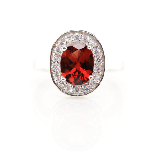 Silver Garnet Ring - 3.88g