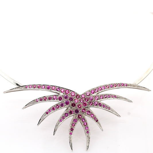 Pink Sapphire Necklace 18k White Gold 24.63g