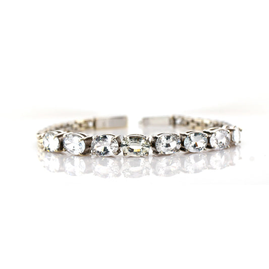 White Sapphire Bracelet - 18K White Gold  9.05gm
