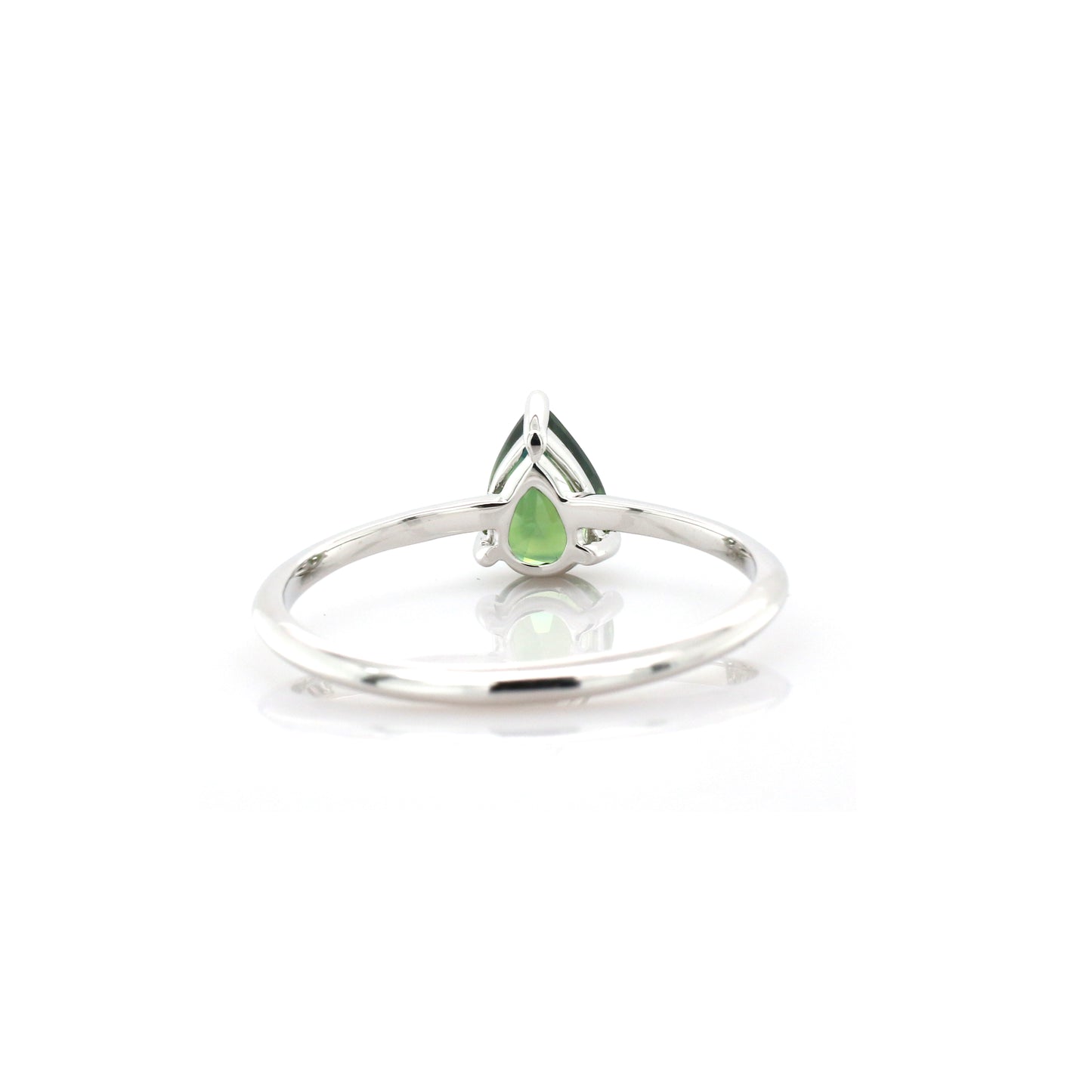 Natural Teal Sapphire & Diamond Ring 18k White Gold 1.22 gm