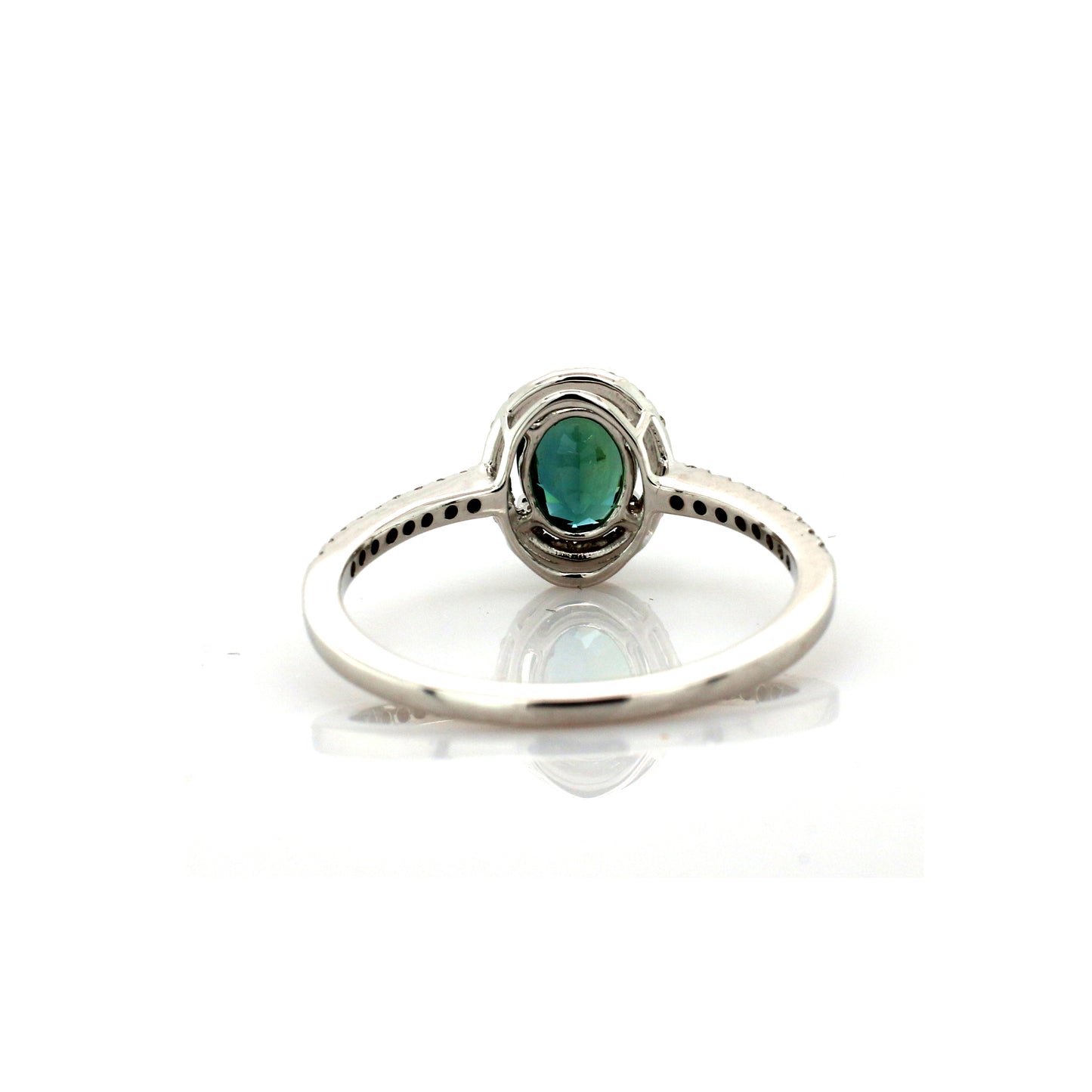 Natural Teal Sapphire & Diamond Ring 18k White Gold 1.77 gm