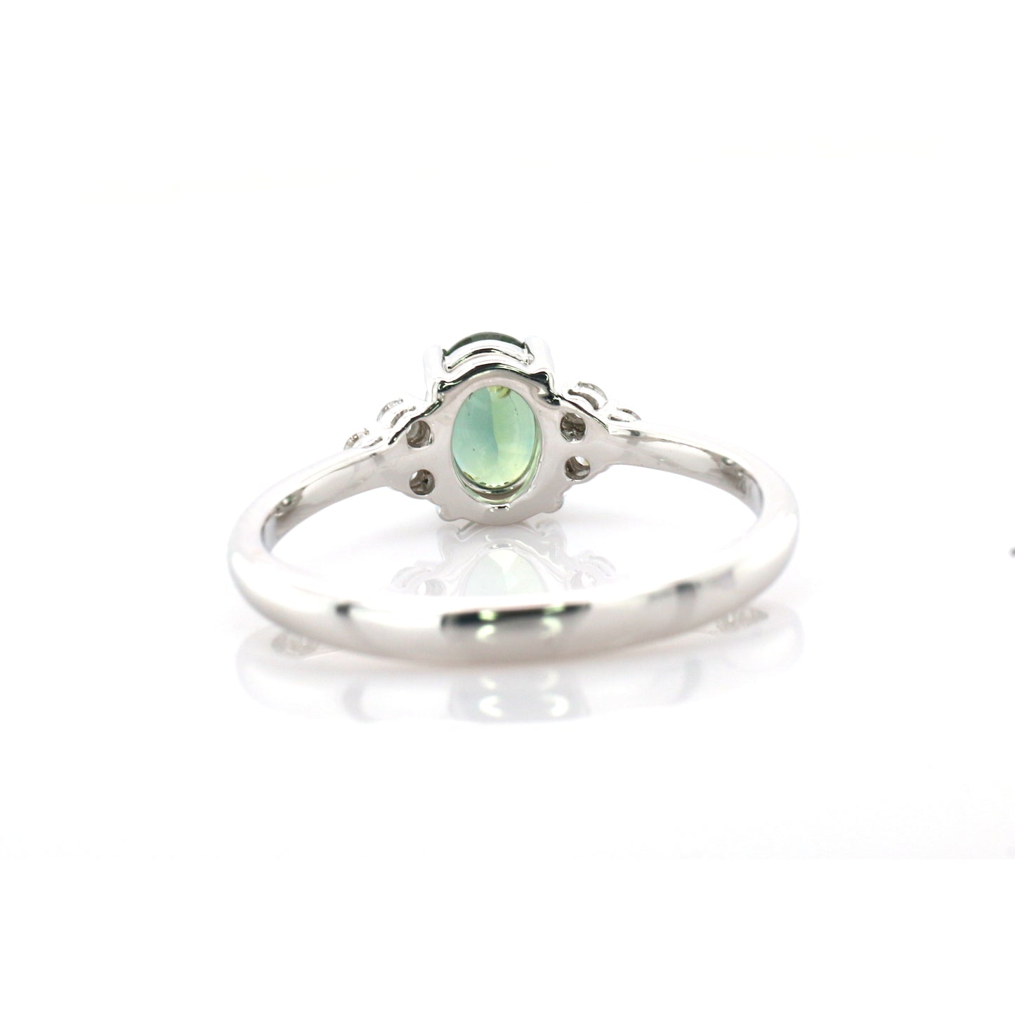 Natural Teal Sapphire & Diamond Ring 18k White Gold 2.24 gm