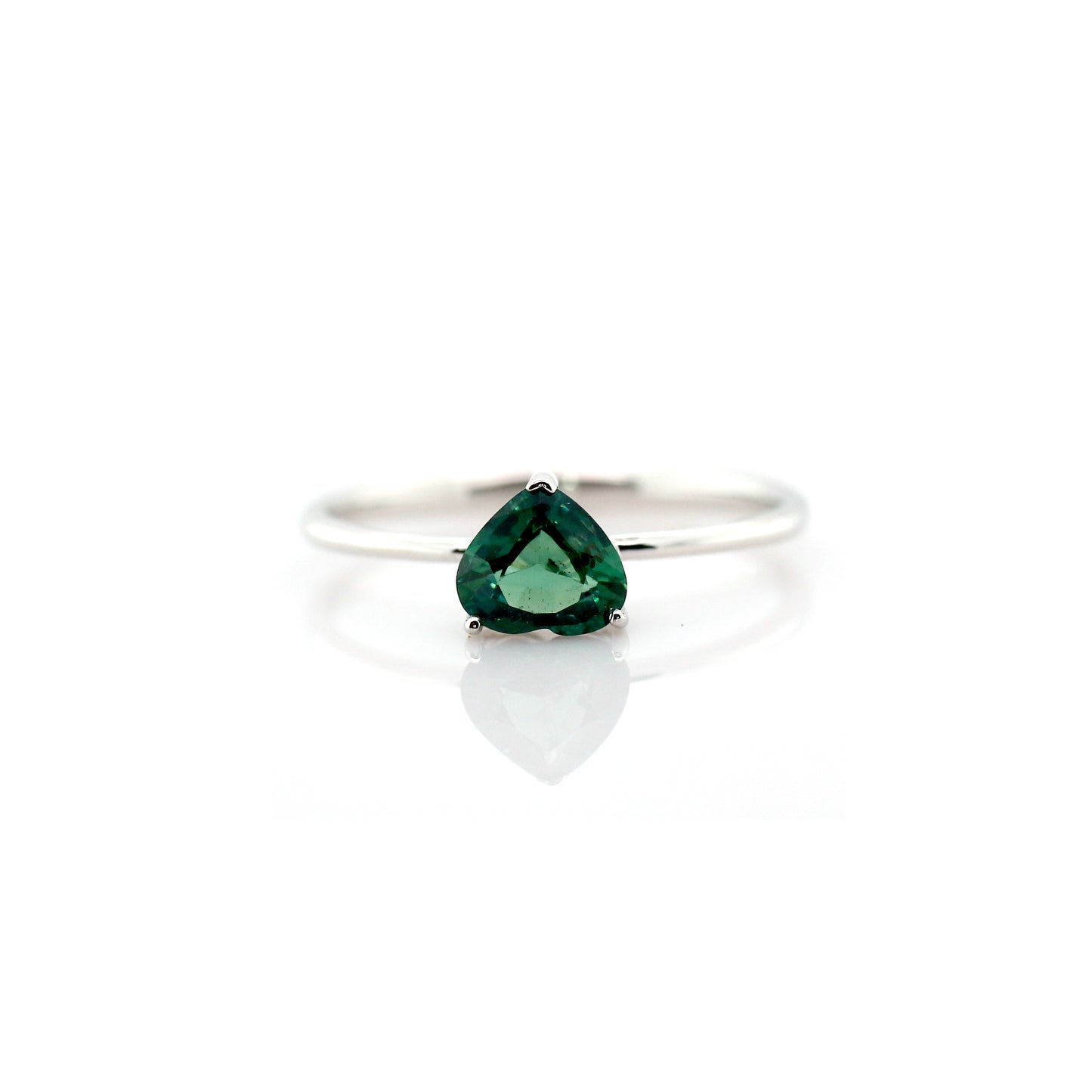 Natural Teal Sapphire & Diamond Ring 18k White Gold 1.35 gm