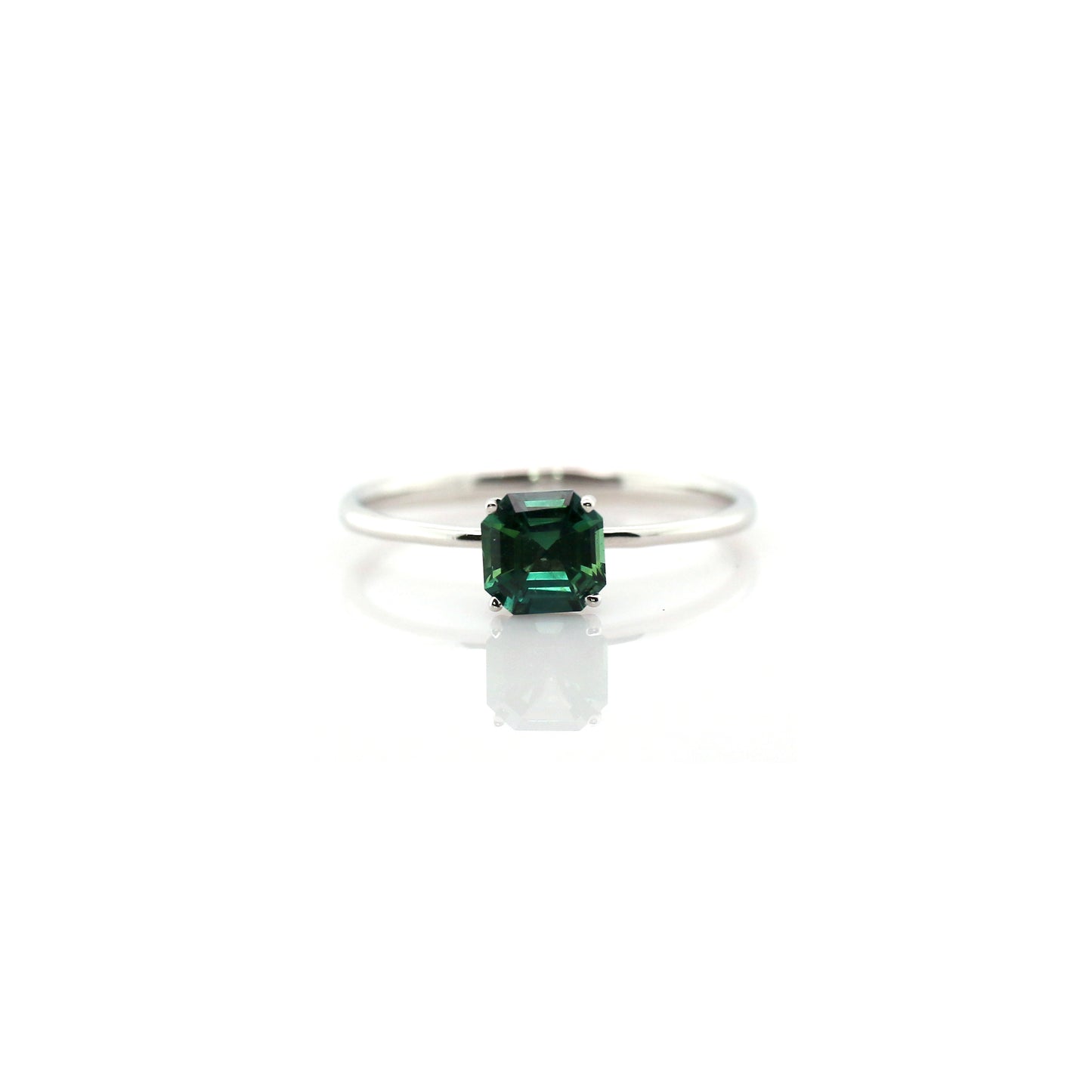 Natural Teal Sapphire & Diamond Ring 18k White Gold 1.21 gm