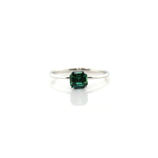 Natural Teal Sapphire & Diamond Ring 18k White Gold 1.21 gm
