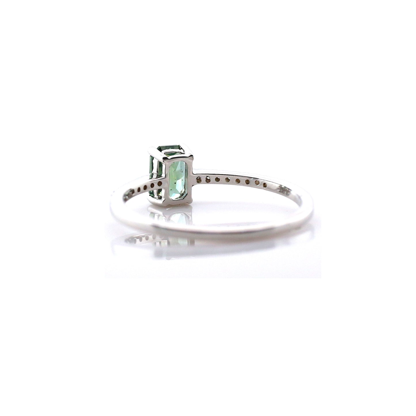 Teal Sapphire & Diamond Ring 18k White Gold 1.38g
