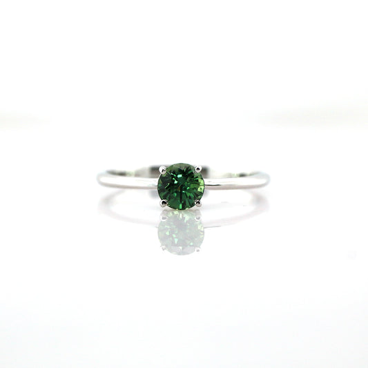 Teal Sapphire Ring 18k White Gold 1.52g