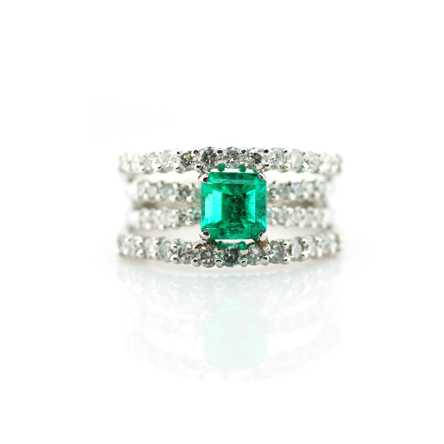 Emerald & Diamond Ring Platinum 8.70g