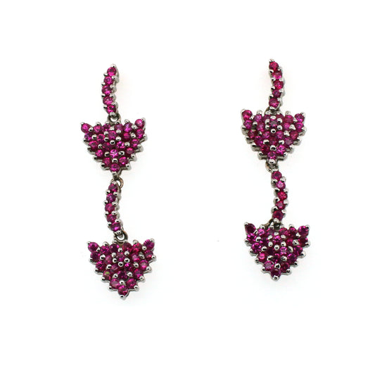Pair of Earring Embedded with Accurate sizes of Pink Sapphire