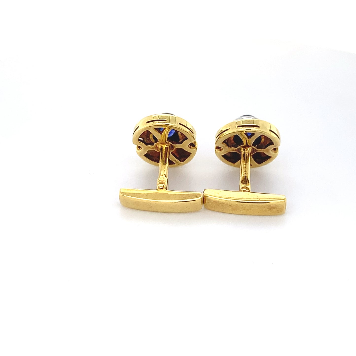 Blue Sapphire & Daimond 18k Gold Cufflink for Mens