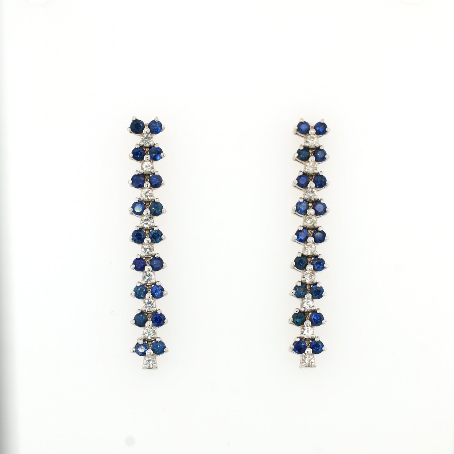 Blue Sapphire Earring & White sapphire 18k White Gold 6.53 gm