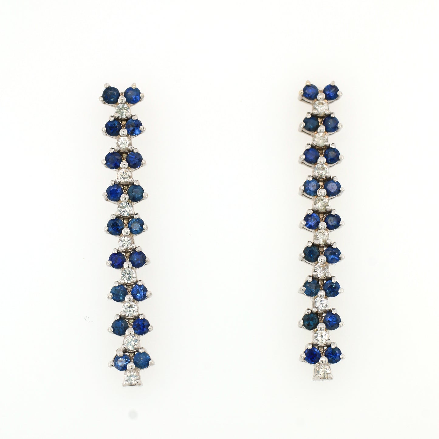 Blue Sapphire Earring & White sapphire 18k White Gold 6.53 gm