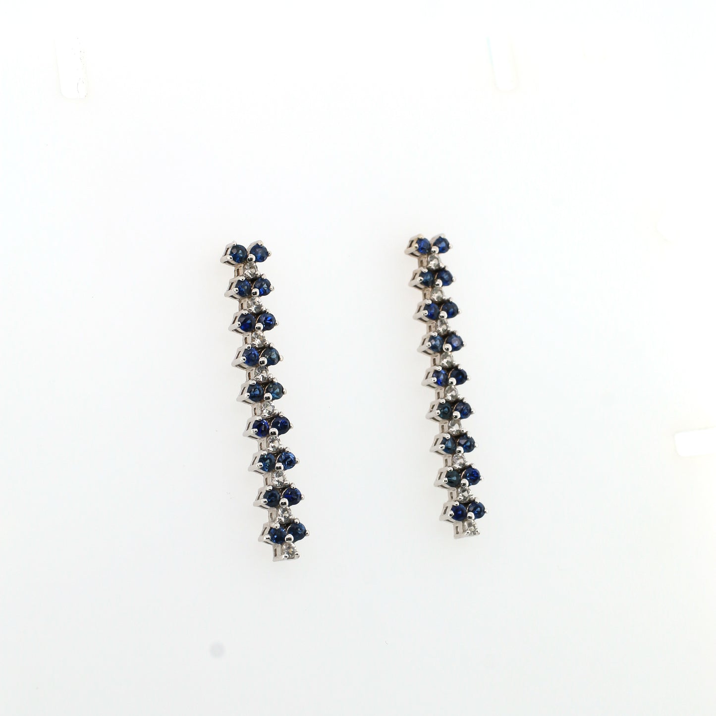 Blue Sapphire Earring & White sapphire 18k White Gold 6.53 gm