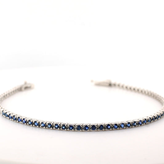 Blue Sapphire Bracelet - 18K White Gold  6.05 gm