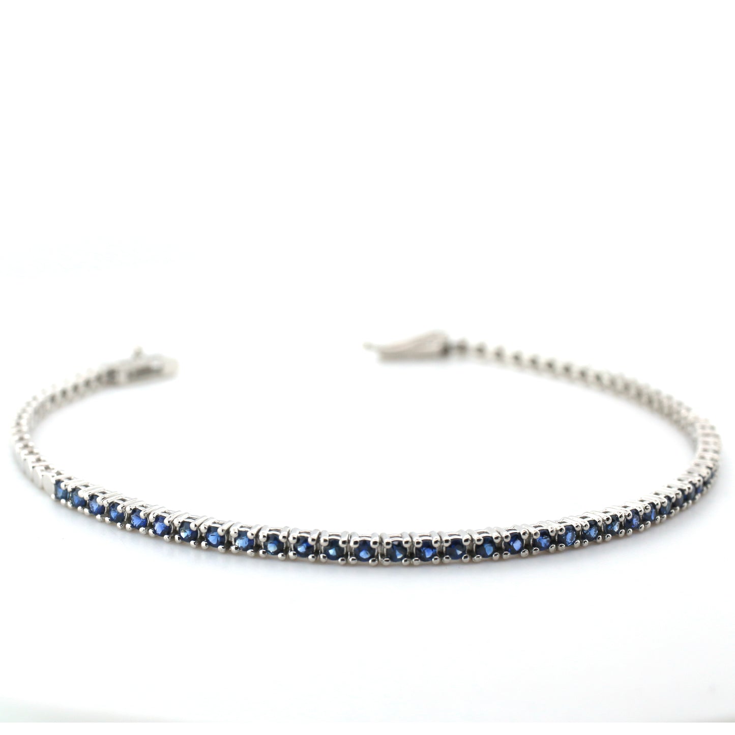 Blue Sapphire Bracelet - 18K White Gold 6.05 gm