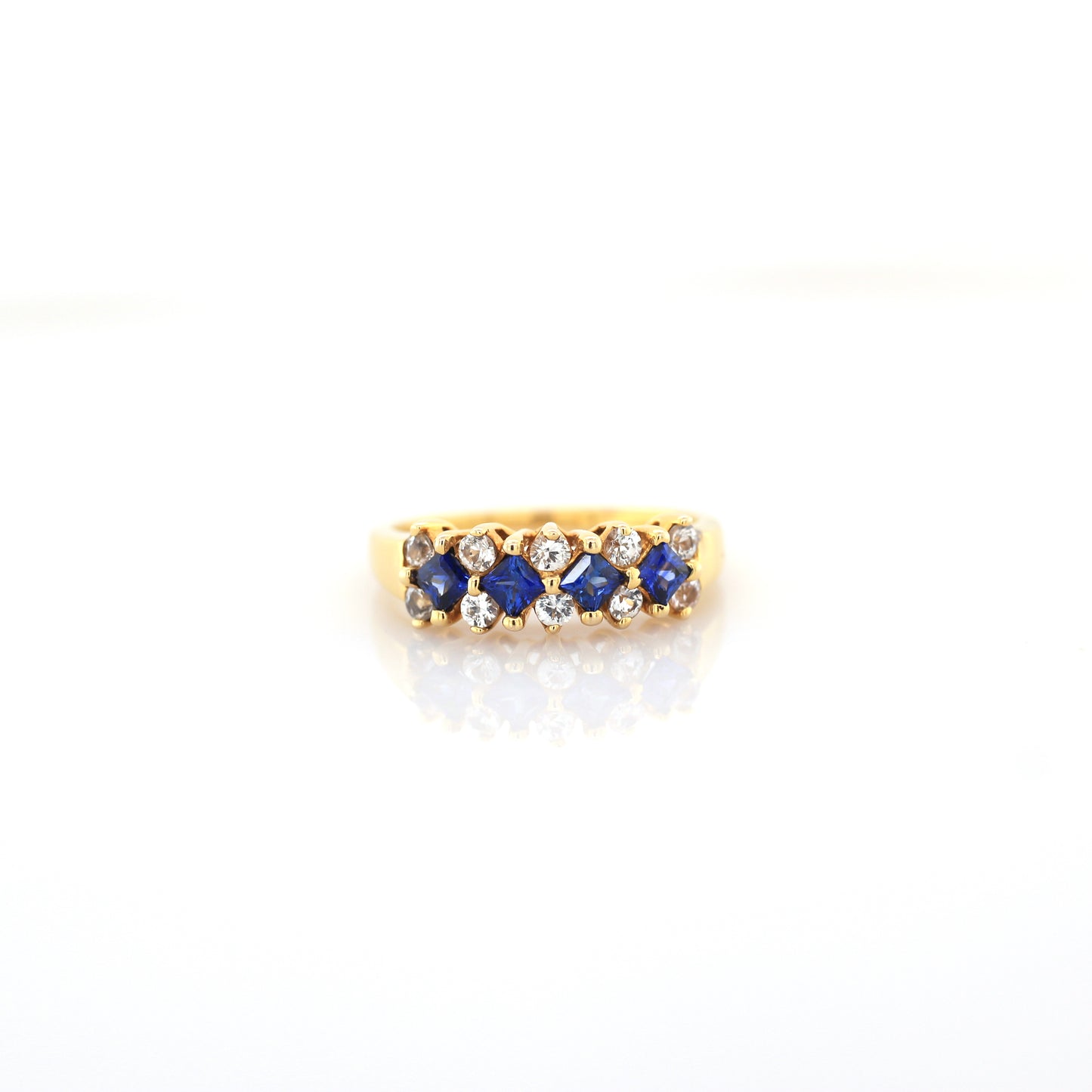 Blue Sapphire & White Sapphire Eternity Ring - 3.47g