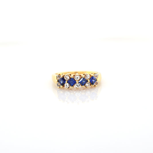 Blue Sapphire & White Sapphire Eternity  Ring - 3.47g