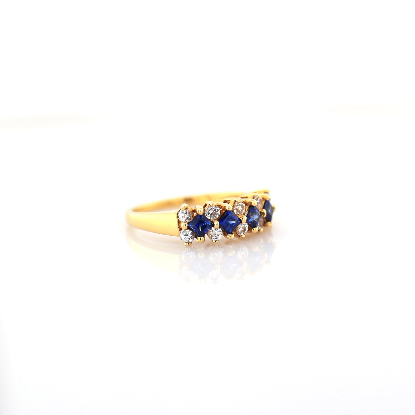 Blue Sapphire & White Sapphire Eternity Ring - 3.47g