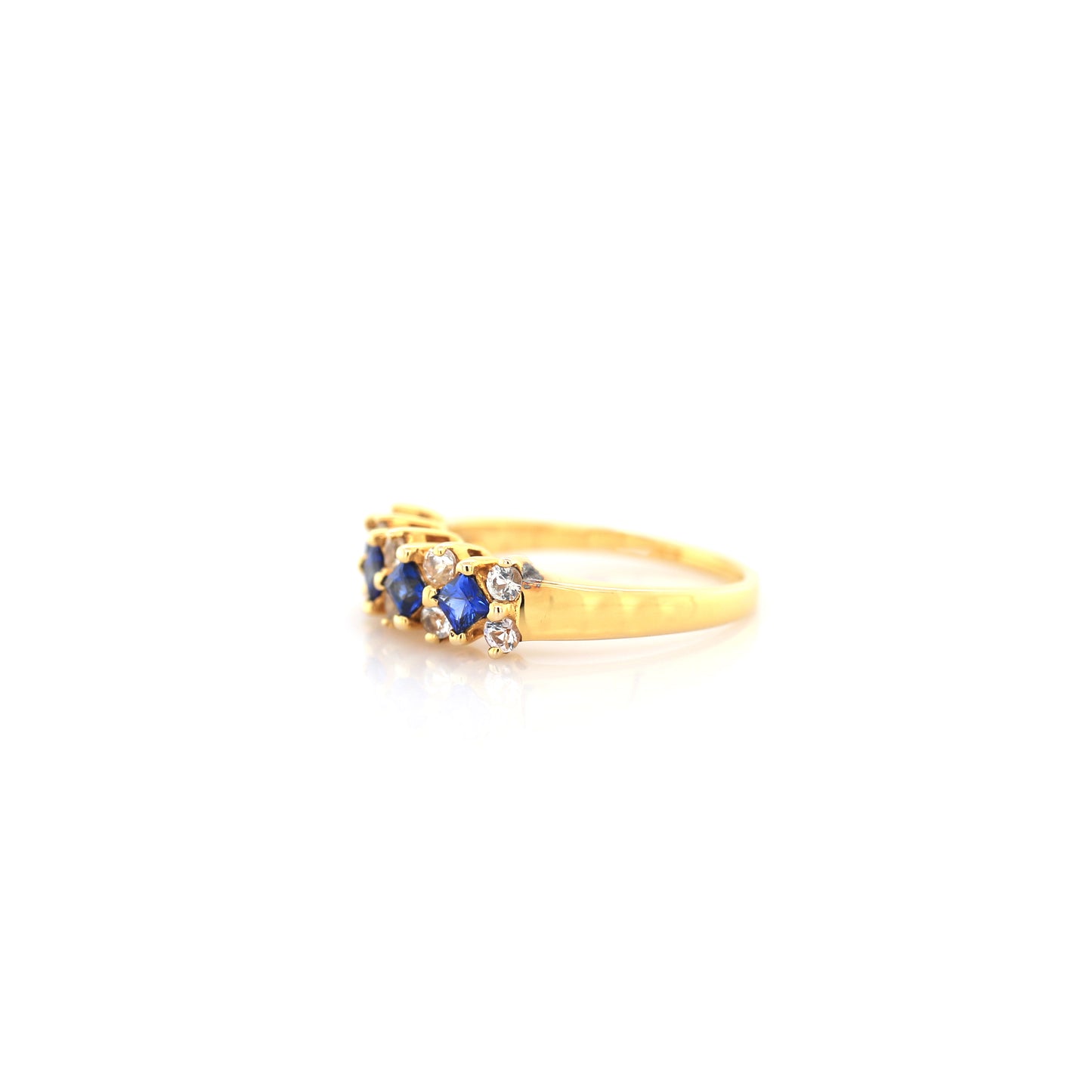 Blue Sapphire & White Sapphire Eternity Ring - 3.47g