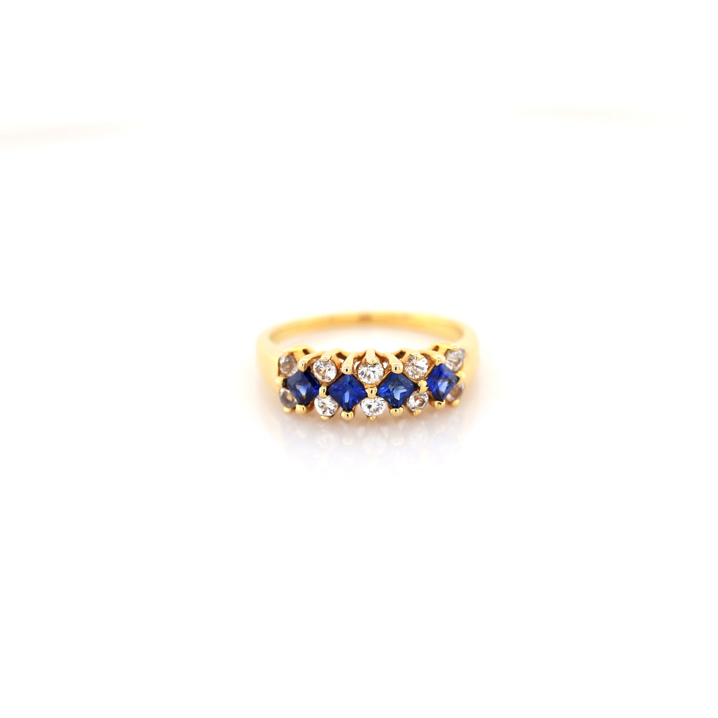 Blue Sapphire & White Sapphire Eternity Ring - 3.47g