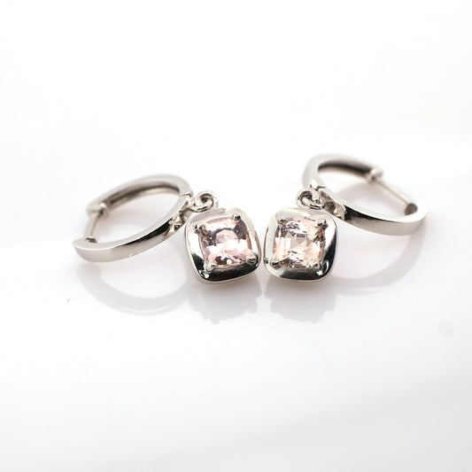 Natural Padparadscha Earring 18k White Gold 5.336 gm