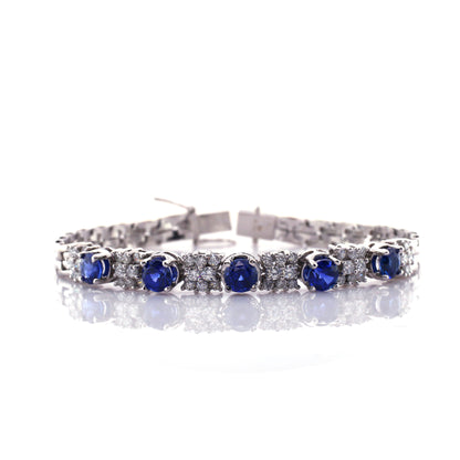 Blue sapphire and diamond bracelet
