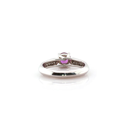 Pink sapphire and diamond vintage ring in 18K white gold