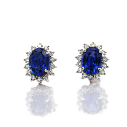 Blue sapphire earrings in 18K white gold