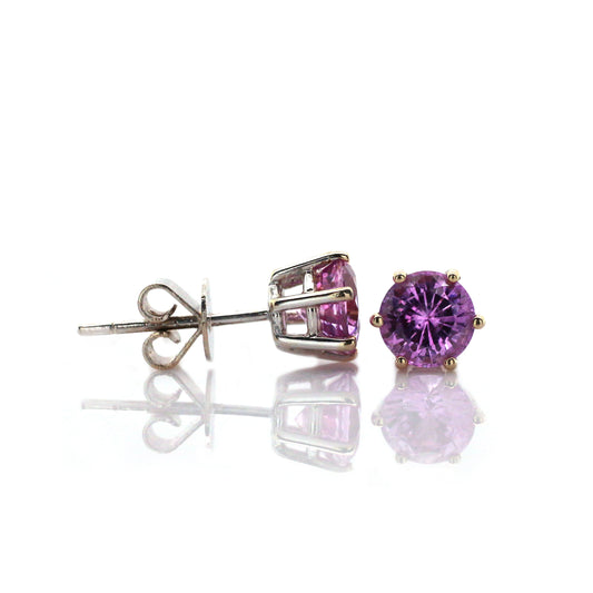 This Sparkling created Pink Sapphire Earring is Simple but Stunning
