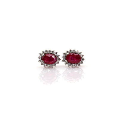 diamond and ruby earrings in 18K white gold