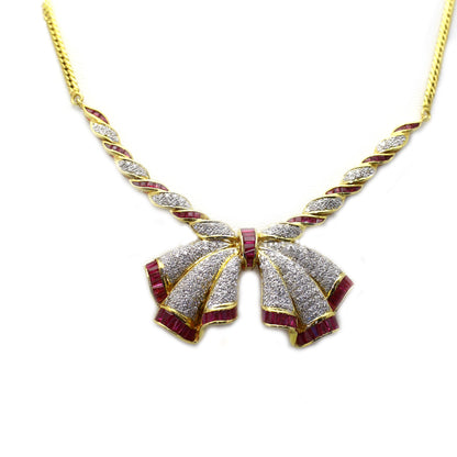 diamond and ruby earrings in 18K yellow gold