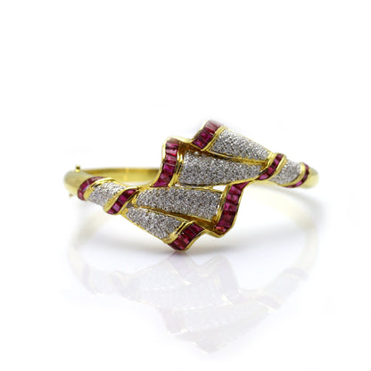 diamond and ruby earrings in 18K yellow gold