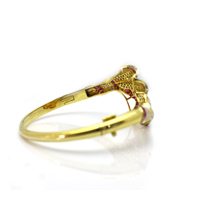 diamond and ruby earrings in 18K yellow gold